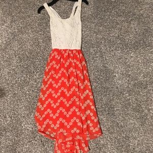 orange and white dress